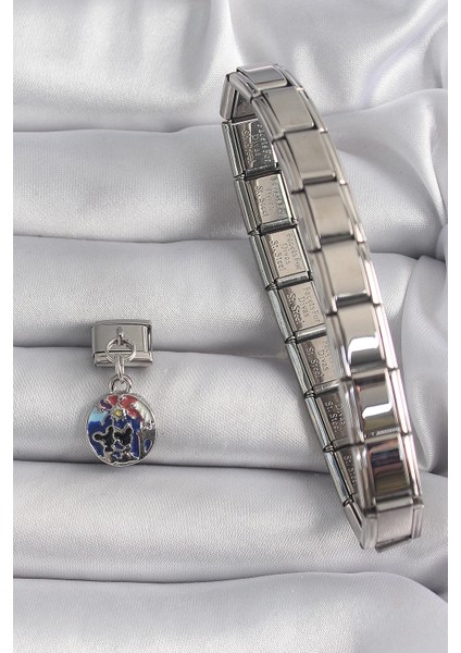 Bfs 316L Çelik Gümüş Renk Sallantı Dünya Model Nomination Charm fiyatları