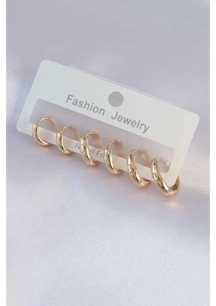 Bfs Pirinç Gold Renk Oval Küpe Seti