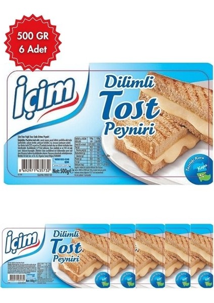 Dilimli Tost Peyniri 500 gr x 6 Adet | Pratik Dilimlenmiş Peynir | Kahvaltı ve Tost için