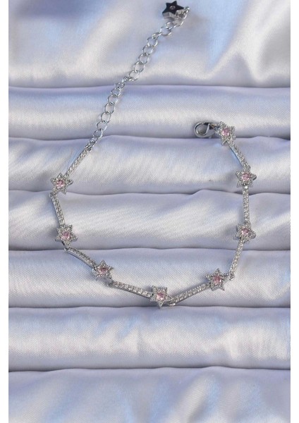 Bfs Vip Seri Pirinç Gümüş Renk Zirkon Taşlı Halley Yıldız Model Bileklik