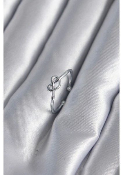 Bfs Gümüş Renk Düğüm Kalp Model Kadın Yüzük