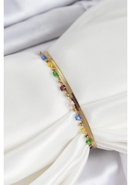 Bfs 316L Çelik Gold Renk Karışık Renkli Kristal Taşlı Kadın Bileklik fiyatları