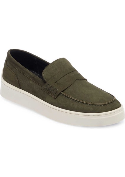 Yeşil Hakiki Nubuk Deri Erkek Loafer - E24I1AY56746-G98