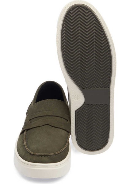 Yeşil Hakiki Nubuk Deri Erkek Loafer - E24I1AY56746-G98