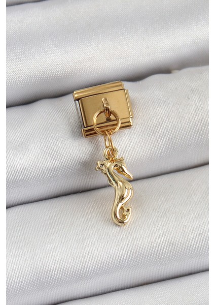 Bfs 316L Çelik Sallantılı Deniz Atı Model Gold Renk Nomination Charm