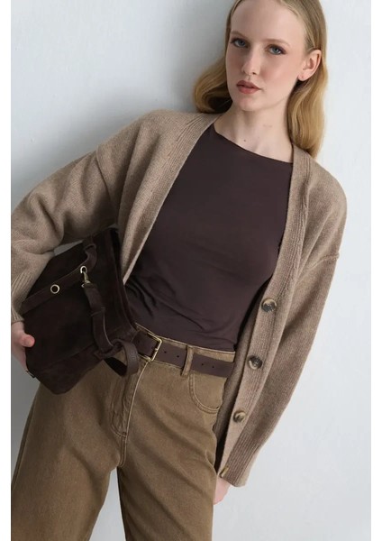 Kemer Detaylı Süet Çanta - Kahverengi indirimleri