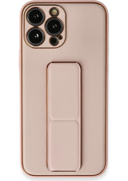 iPhone 13 Pro Kılıf Coco Deri Standlı Kapak - Pembe