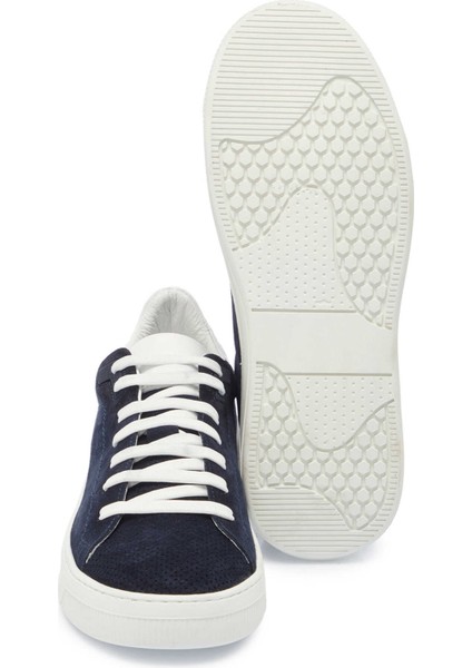 Lacivert Hakiki Süet Deri Erkek Sneaker - E24I1AY56751-D44