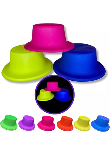 Bfs Neon Partisi Pembe Renk Plastik Fötr Şapka modelleri