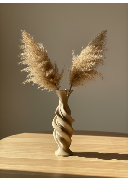 Aura Vazo, Ahşap Baskılı Vazo, Minimal Vazo, Modern Vazo