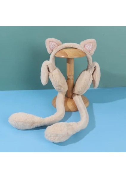 Kadın/kız Çocuk Hareketli ve Sesli Tavşan Kulaklı Peluş Kulaklık