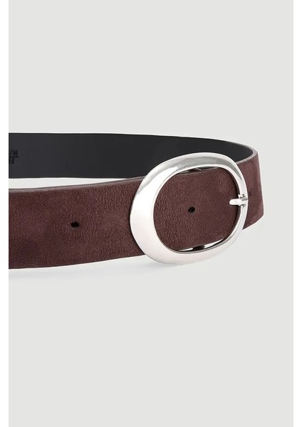 Gümüş Tokalı Suni Süet Kemer - Kahverengi modelleri