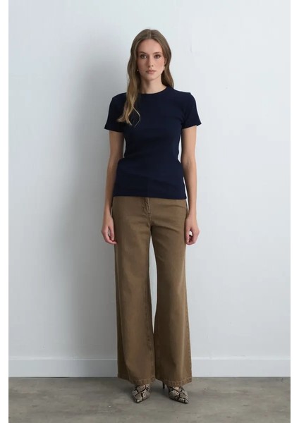 Kısa Kollu Basic Pamuk Tshirt - Lacivert fiyatları
