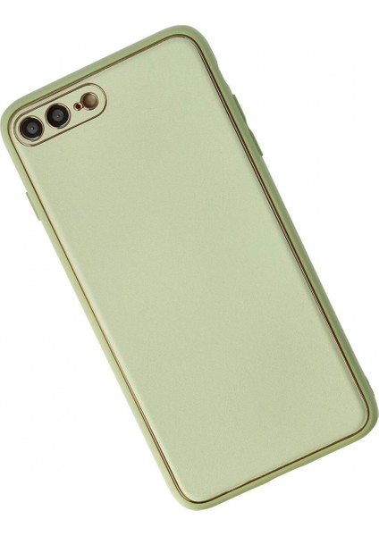 iPhone 7 Plus Kılıf Coco Deri Silikon Kapak - Açık Yeşil modelleri
