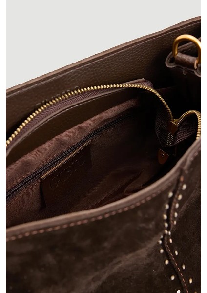 Zımbalı Süet Çanta - Kahverengi modelleri