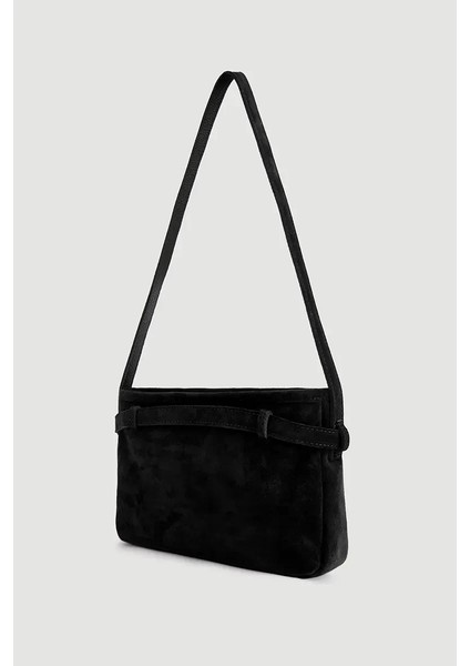 Kemer Detaylı Süet Çanta - Siyah fırsatları