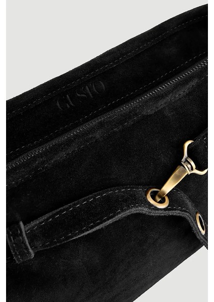 Kemer Detaylı Süet Çanta - Siyah indirimleri