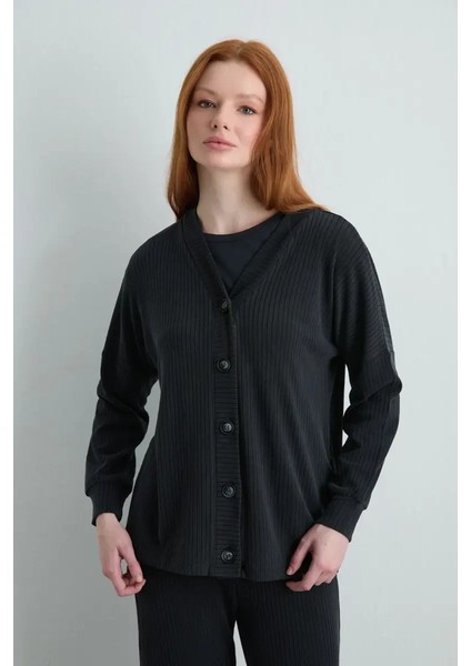 Fitilli Modal Örme Hırka - Gri fiyatları