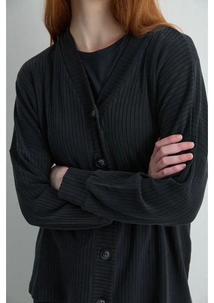 Fitilli Modal Örme Hırka - Gri modelleri