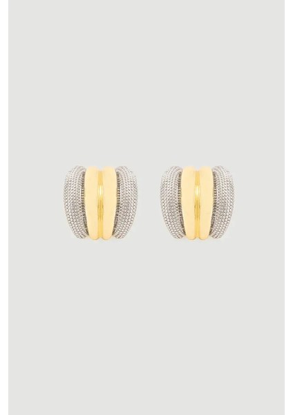 Çift Renkli Yarım Halka Küpe - Gold fiyatları