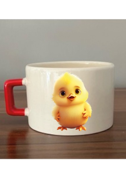 Sevimli Civciv Baskılı Fincan Kupa Bardak Hediyelik Eşya - Seramik Çay, Kahve Hediye Bardağı