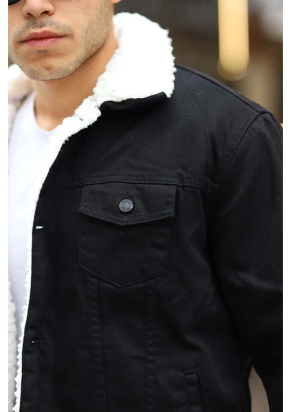 Erkek Trend Kışlık Içi Kürklü Kot Ceket Siyah fiyatları