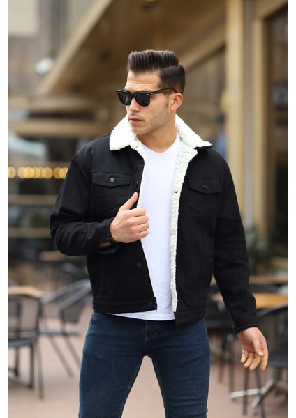 Erkek Trend Kışlık Içi Kürklü Kot Ceket Siyah fırsatları