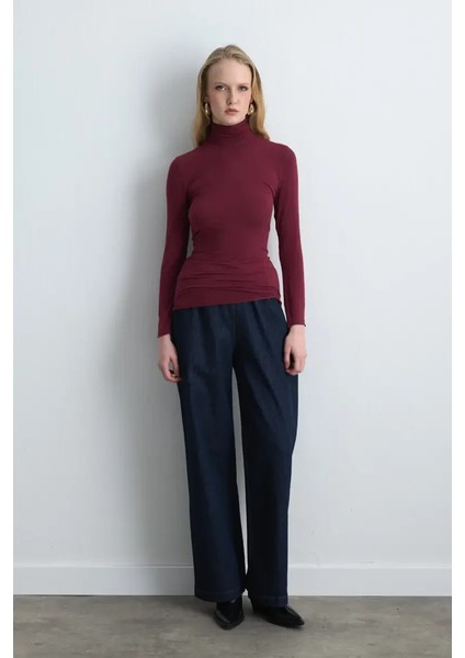Balıkçı Yaka Kaşmir Bluz - Bordo fiyatları