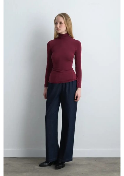 Balıkçı Yaka Kaşmir Bluz - Bordo fırsatları