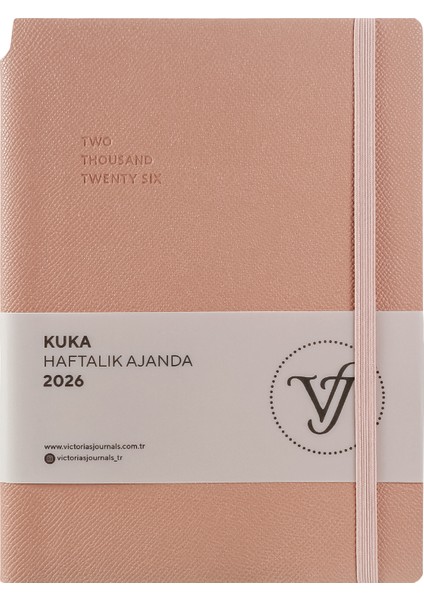 Kuka 2026 Haftalık Ajanda A5 (14x21cm) Esnek Kapak Ivory 80gr.