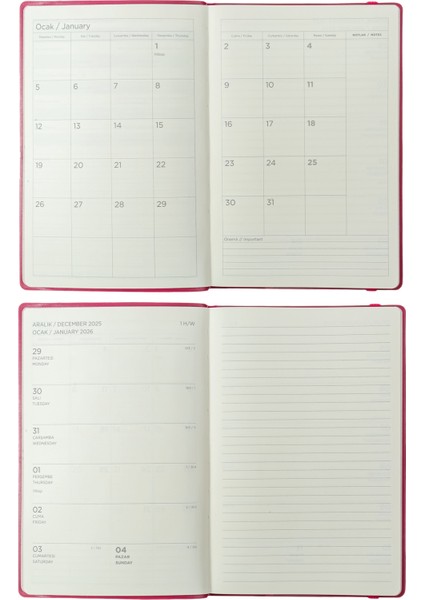 Kuka 2026 Haftalık Ajanda A5 (14x21cm) Esnek Kapak Ivory 80gr.