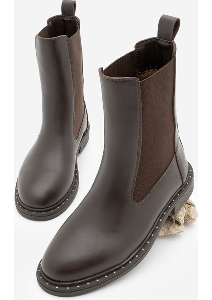 Kadın Troklu Çift Lastikli Günlük Bot Yuvin Kahve