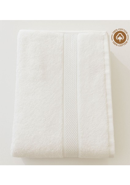 Velur %100 Pamuk Otel Tipi Doğal Banyo Havlusu - Beyaz