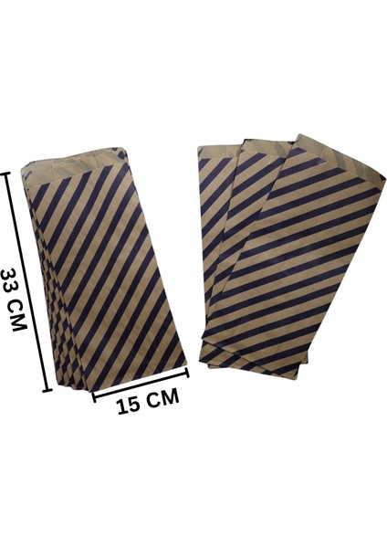 Körüklü Kraft Kese Kağıdı, Lacivert Verev Çizgili Şamua Hediye, Ambalaj Poşeti, 15X33 Cm, 100 Adet fiyatları