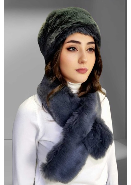 Kadın Vegan Kürk Kalpak-Atkı Set fırsatları