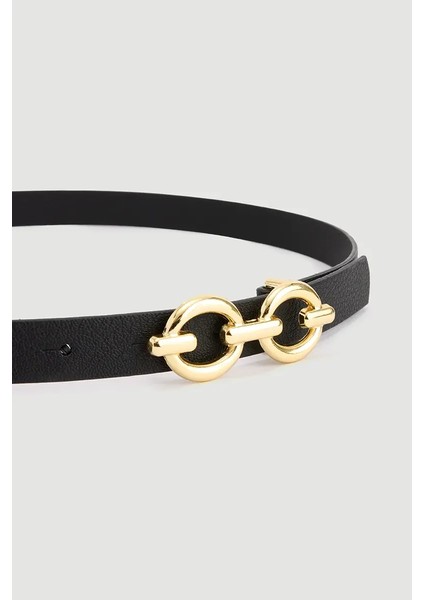 Çift Halka Tokalı Deri Kemer - Siyah fiyatları