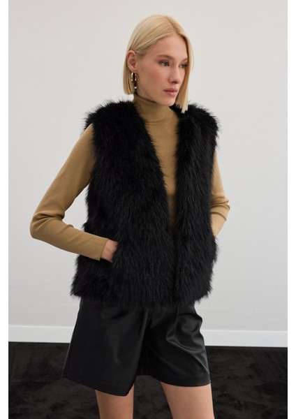 Kolsuz Uzun Yelek - Siyah fiyatları