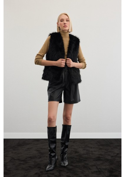 Kolsuz Uzun Yelek - Siyah indirimleri