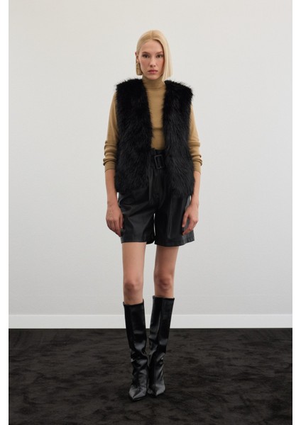 Kolsuz Uzun Yelek - Siyah fırsatları