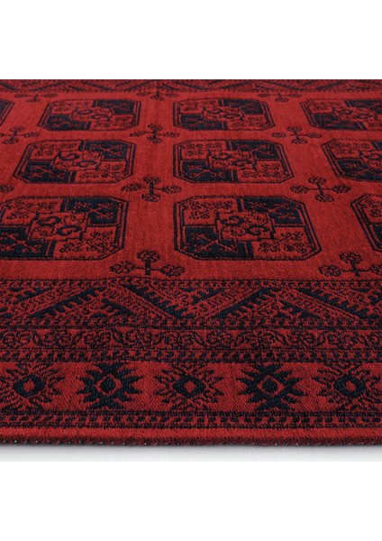 Atlas 01 Kırmızı Mutfak Halısı Yıkanabilir Halı Kaymaz Taban Yolluk Afgan Halısı Salon Halısı