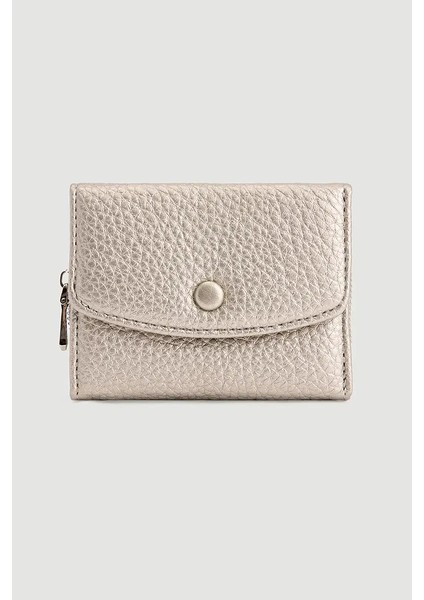 Fermuar Detaylı Mini Cüzdan - Gri