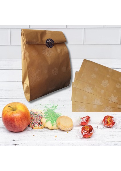 Körüklü Kraft Kese Kağıdı, Kar Tanesi Desenli Şamua Hediye, Ambalaj&gıda Poşeti, 15X33 Cm, 1000 Adet indirimleri