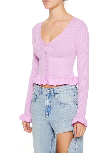 Volanlı Kenar Detaylı Hırka