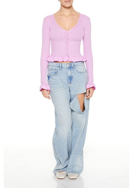 Volanlı Kenar Detaylı Hırka