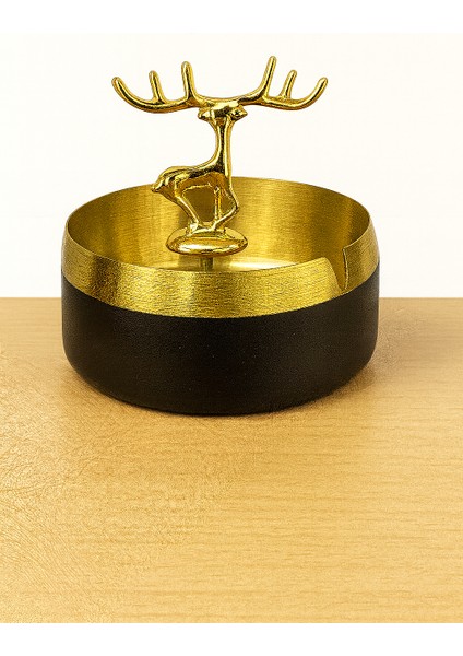 Dekoratif Geyik Figürlü Siyah Gold Küllük – Şık Çelik Kül Tablası fiyatları