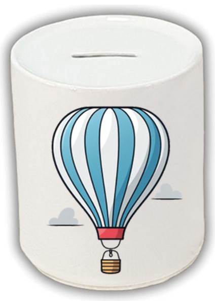 Uçan Balon Baskılı Kumbara - Seramik Para Biriktirme Kumbarası