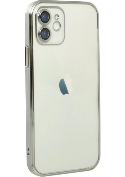 iPhone 12 Kılıf Lensli Silikon - Gümüş modelleri