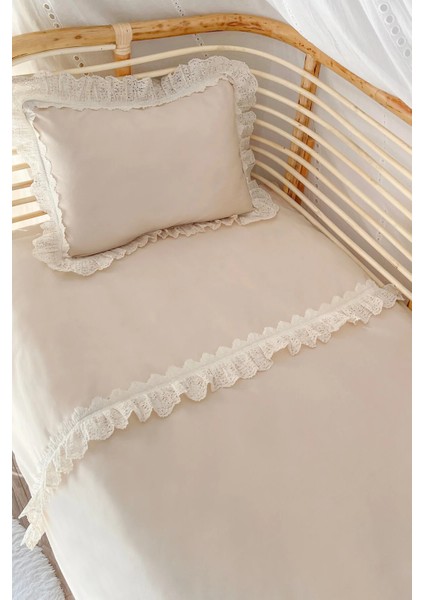 100X150 Sade Düz Fistolu/ Fırfırlı %100 Pamuklu Bebek / Çocuk Nevresim Takımı