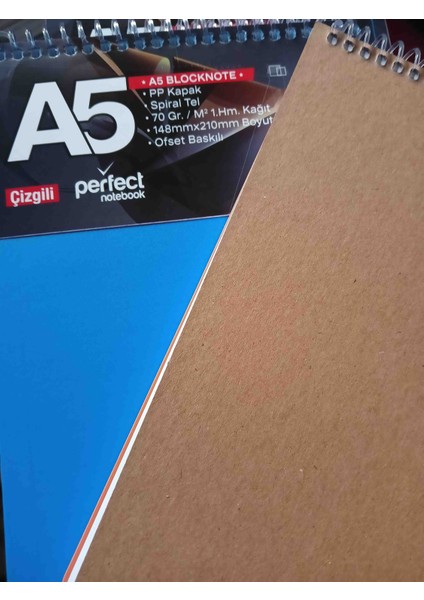 A5 Üstten Çizgili Pp Sprialli Bloknot 80 Sy.