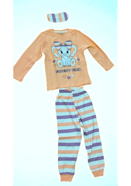 Çocuklar Için Göz Maskeli Karakter Baskılı %100 Pamuk 3 Lü Pijama Takımları fiyatları